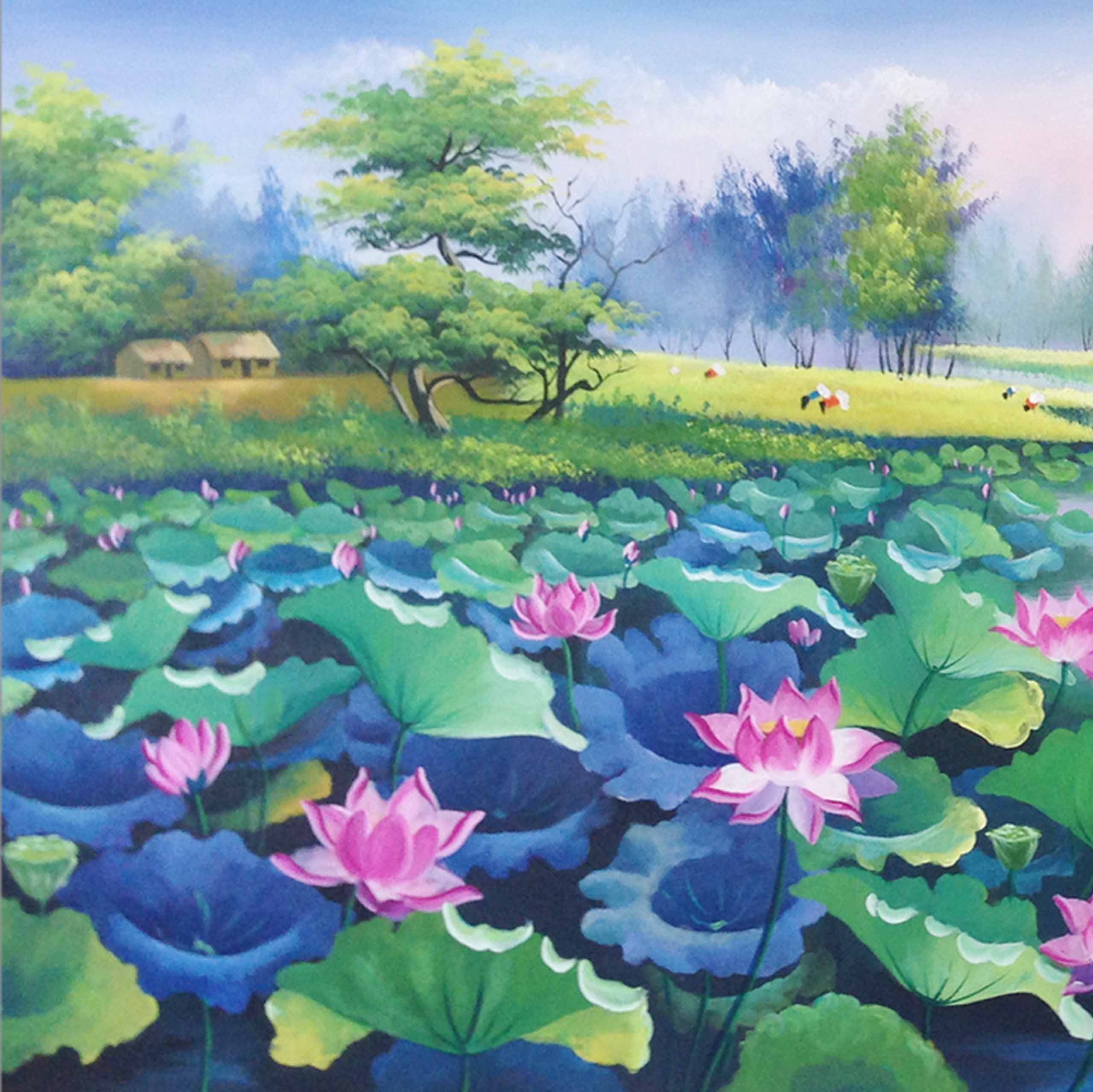 Lotus oil painting - TSD309LHAR